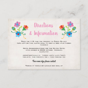 Carte D'accompagnement Folk Art brodé Mexicain Fiesta info Mariage