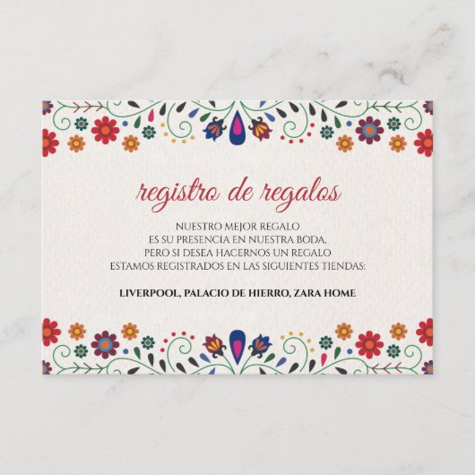 Carte D'accompagnement Folk Art Floral Botanical Fiesta Spanish Wedding (Devant)
