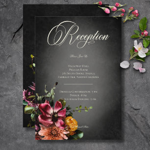 Carte D'accompagnement Foncé Elégant Blur Automne Floral Mariage Réceptio