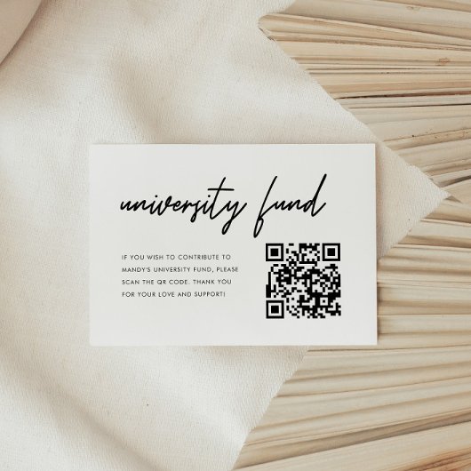 Carte D'accompagnement Fonds de bourse universitaire en noir et blanc Cod