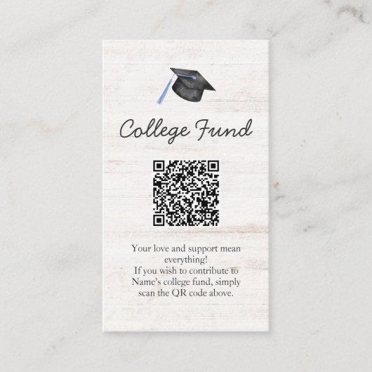 Carte D'accompagnement Fonds de bourse universitaire rustique Code QR de (Devant)