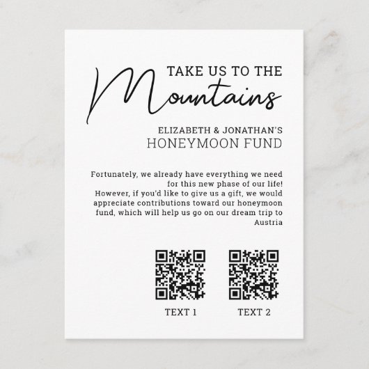 Carte D'accompagnement fonds de lune de miel argent moderne code qr (Devant)