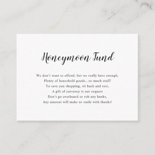 Carte D'accompagnement Fonds de lune de miel blanc simple (Devant)