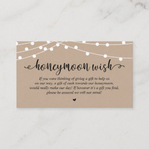 Carte D'accompagnement Fonds de lune de miel de mariage souhait, lumières