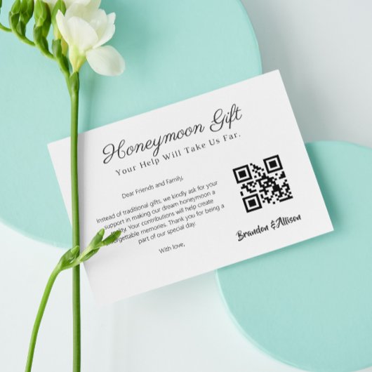 Carte D'accompagnement Fonds de lune de miel Registre Mariage Cadeau Qr C