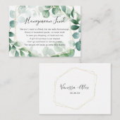 Carte D'accompagnement Fonds Eucalyptus Green and Gold Frame Lune de miel (Devant / Derrière)