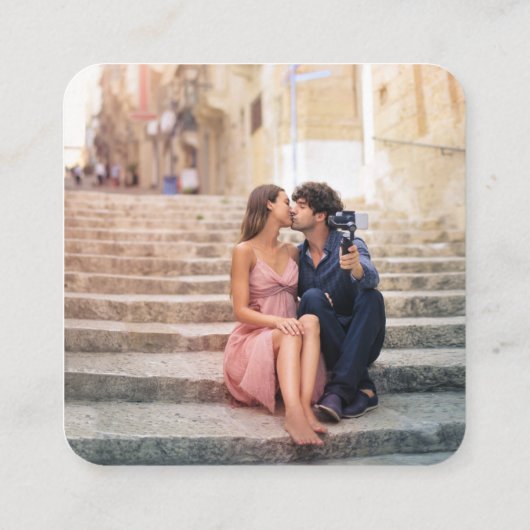 Carte D'accompagnement Fonds Lune de Miel Code QR Mariage Photo Minimal B (Dos)