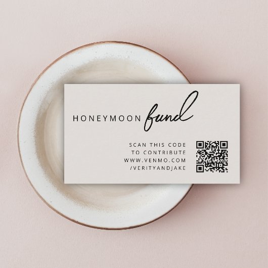 Carte D'accompagnement Fonds Lune de Miel Code QR Registre Mariage Neutre