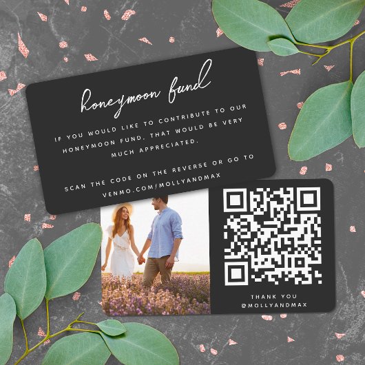 Carte D'accompagnement Fonds Lune de Miel Code QR Registre Mariage Noir