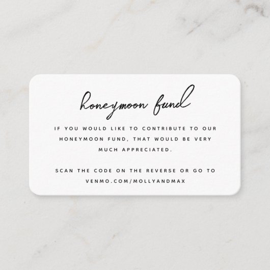 Carte D'accompagnement Fonds Lune de Miel Code QR Registre Mariage numéri (Devant)