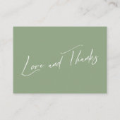 Carte D'accompagnement Fonds Lune de miel Écriture moderne Sage Vert (Dos)