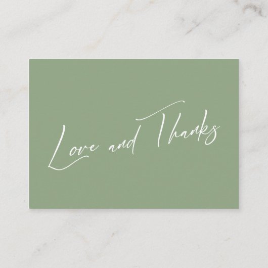 Carte D'accompagnement Fonds Lune de miel Écriture moderne Sage Vert (Dos)