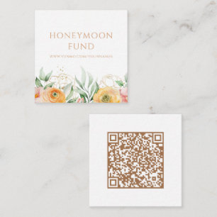 Carte D'accompagnement Fonds Lune de Miel QR Code Elégant Mariage Floral