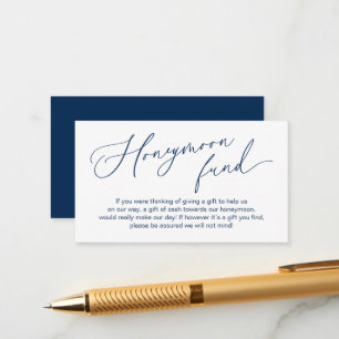 Carte D'accompagnement Fonds mariage Lune de Miel, Cadeaux en Espèces bie