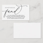 Carte D'accompagnement Fonds mariage Lune de Miel, Cadeaux en Espèces bie (Devant / Derrière)