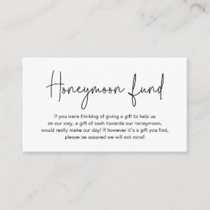 Carte D'accompagnement Fonds mariage Lune de Miel, Cadeaux en Espèces bie