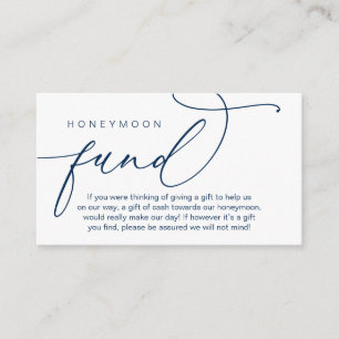 Carte D'accompagnement Fonds mariage Lune de Miel, Cadeaux en Espèces bie