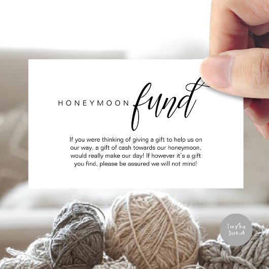 Carte D'accompagnement Fonds mariage Lune de Miel, Souhait, Espèces, Clas