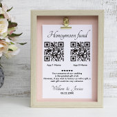 Carte D'accompagnement Fonds pour lune de miel avec 2 QR Code