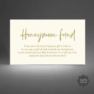 Carte D'accompagnement Fonds pour lune de miel mariage, Cadeaux de mariag