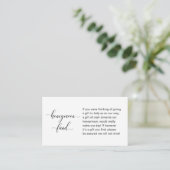 Carte D'accompagnement Fonds pour lune de miel mariage, Script manuscrit  (Debout devant)
