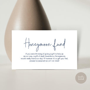 Carte D'accompagnement Fonds pour lune de miel mariage, Script manuscrit