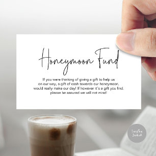 Carte D'accompagnement Fonds pour lune de miel mariage, Script manuscrit 