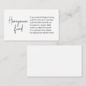 Carte D'accompagnement Fonds pour lune de miel mariage, Script manuscrit  (Devant / Derrière)