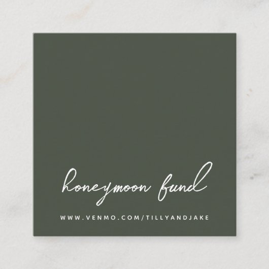 Carte D'accompagnement Fonds pour lune de miel | QR Code Mariage Olive Gr (Devant)