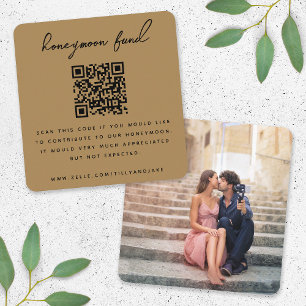 Carte D'accompagnement Fonds pour lune de miel QR Code Mariage Registre