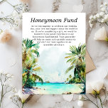 Carte D'accompagnement Fonds Tropical Beach Wedding Honeymoon<br><div class="desc">Cette belle et élégante carte de fonds de lune de miel mariage de couleur de l'eau dispose d'une plage, du ciel bleu et des palmiers. Le texte combine écriture manuscrite et polices sans serif pour un look élégant et moderne. Il est parfait pour une plage d'été ou un mariage de...</div>