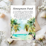 Carte D'accompagnement Fonds Tropical Beach Wedding Honeymoon<br><div class="desc">Cette belle et élégante carte de fonds de lune de miel mariage de couleur de l'eau dispose d'une plage, du ciel bleu et des palmiers. Le texte combine écriture manuscrite et polices sans serif pour un look élégant et moderne. Il est parfait pour une plage d'été ou un mariage de...</div>