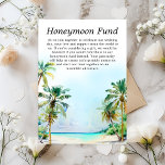 Carte D'accompagnement Fonds Tropical Beach Wedding Honeymoon<br><div class="desc">Cette belle et élégante carte de fonds de lune de miel mariage de couleur de l'eau dispose d'une plage, du ciel bleu et des palmiers. Le texte combine écriture manuscrite et polices sans serif pour un look élégant et moderne. Il est parfait pour une plage d'été ou un mariage de...</div>