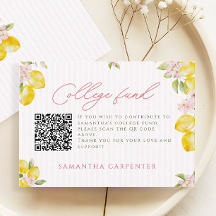 Carte D'accompagnement Fonds universitaire floral rose citron diplômé réc