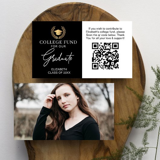 Carte D'accompagnement Fonds universitaire QR CODE de graduation Écriture