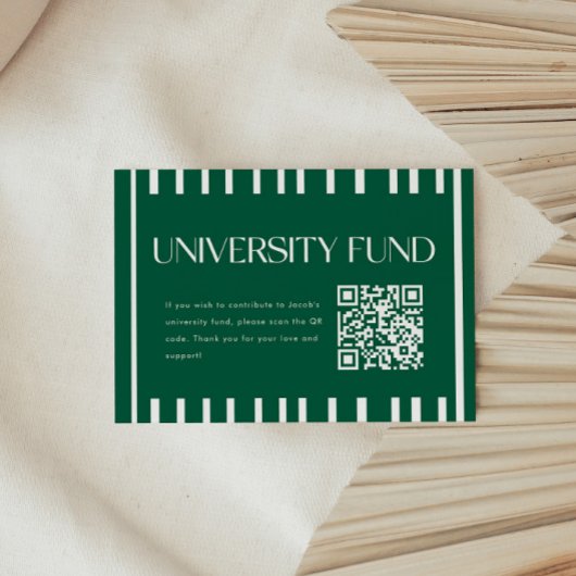 Carte D'accompagnement Fonds universitaire vert moderne Code QR de remise