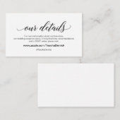 Carte D'accompagnement Font Noir Élégante, Mariage Nos détails (Devant / Derrière)