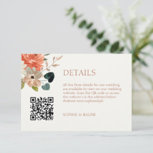 Carte D'accompagnement Foral Watercolor Mariage Finer Détails QR code
