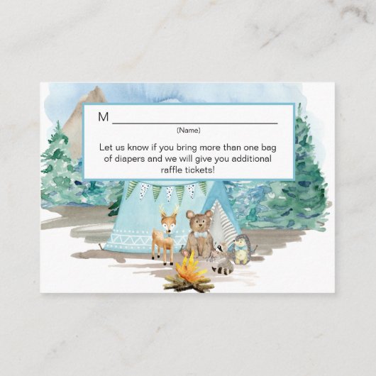 Carte D'accompagnement Forest Animals Deer Bear Floral Boy Baby Shower (Dos)