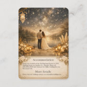 Carte D'accompagnement forest Blue Gold Starry Night Lake wedding (Dos)