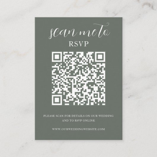 Carte D'accompagnement Forest Green | Code QR | Mariage RSVP (Devant)