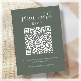 Carte D'accompagnement Forest Green | Code QR | Mariage RSVP