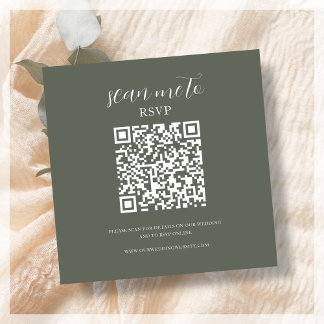Carte D'accompagnement Forest Green | Code QR RSVP de mariage