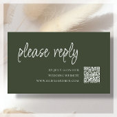 Carte D'accompagnement Forest Green | Code QR RSVP de mariage