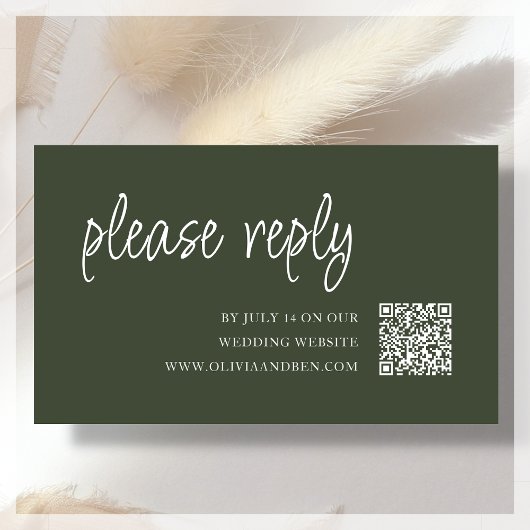 Carte D'accompagnement Forest Green | Code QR RSVP de mariage