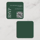 Carte D'accompagnement Forest Green Modern Custom QR Code Mariage RSVP (Devant / Derrière)