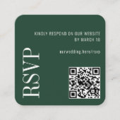 Carte D'accompagnement Forest Green Modern Custom QR Code Mariage RSVP (Devant)