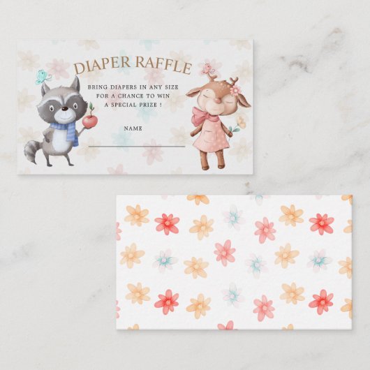 Carte D'accompagnement forêt amis diaper tombole ticket boîtier (Devant / Derrière)
