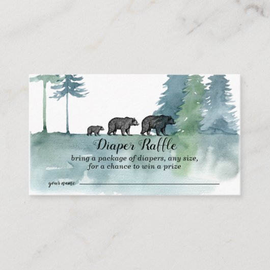 Carte D'accompagnement Forêt Aventure Aquarelle Ours Déchets Raffle En (Devant)