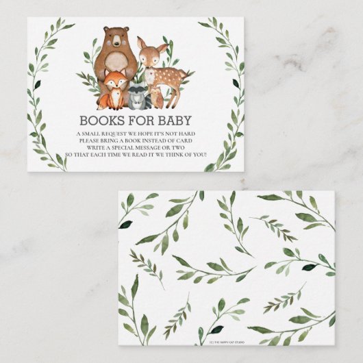 Carte D'accompagnement Forêt boisée Animaux La verdure Apporter un livre (Devant / Derrière)